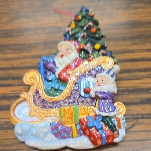 CHRISTOPHER RADKO Festive Santa Sleigh Pin/brooch